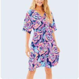 Lilly Pulitzer Parigi Nauru Navy Boho Bateau Dress